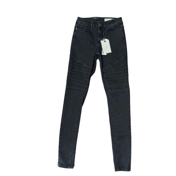 Vero Moda Ella Black Moto Skinny Slim Jeans XS NWT - Picture 1 of 8